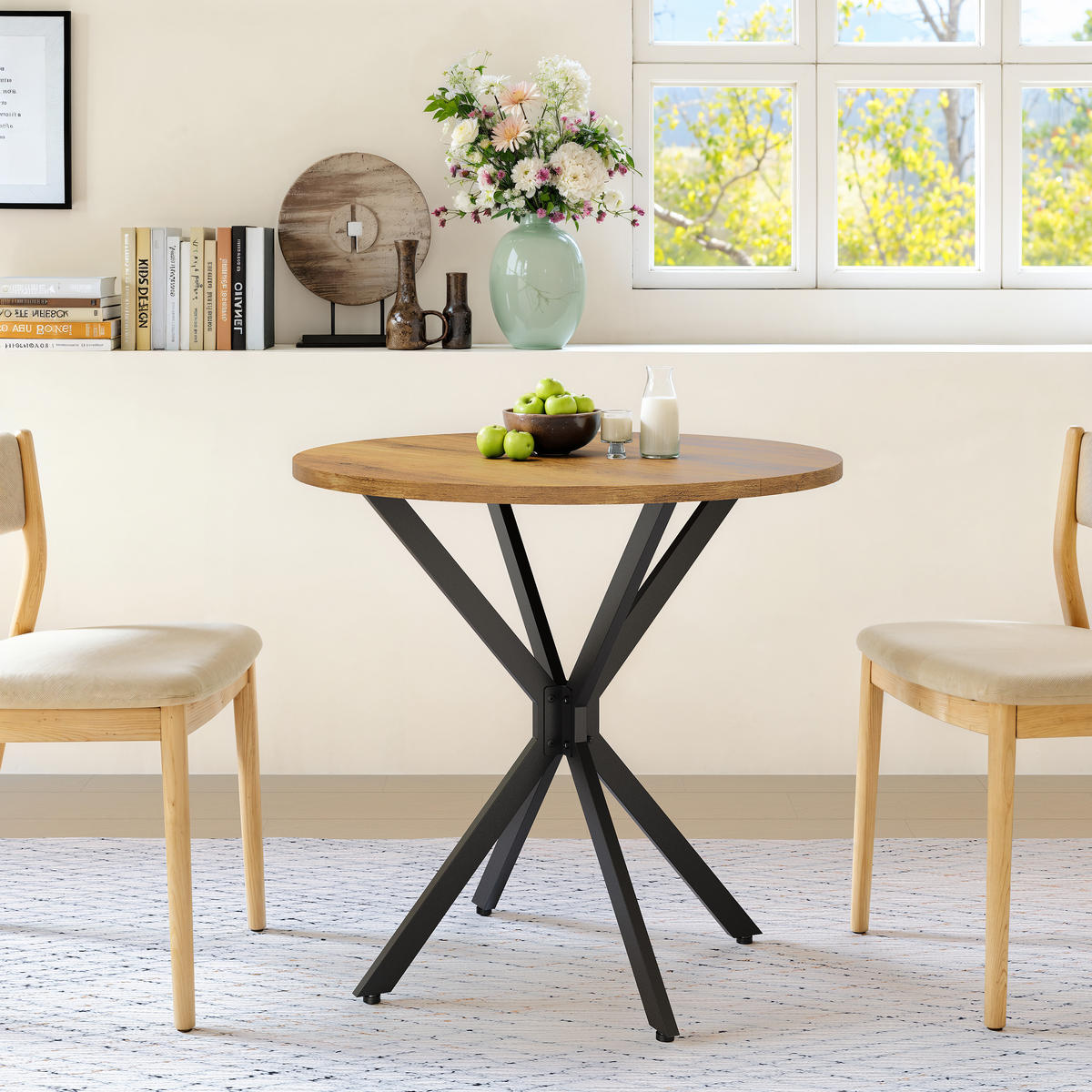 ESSTISCH DE-37296 rund mit X-Beinen im Bauernstil Retro-Braun - Braun, Holzwerkstoff (80/80/75cm) - ComfortXL
