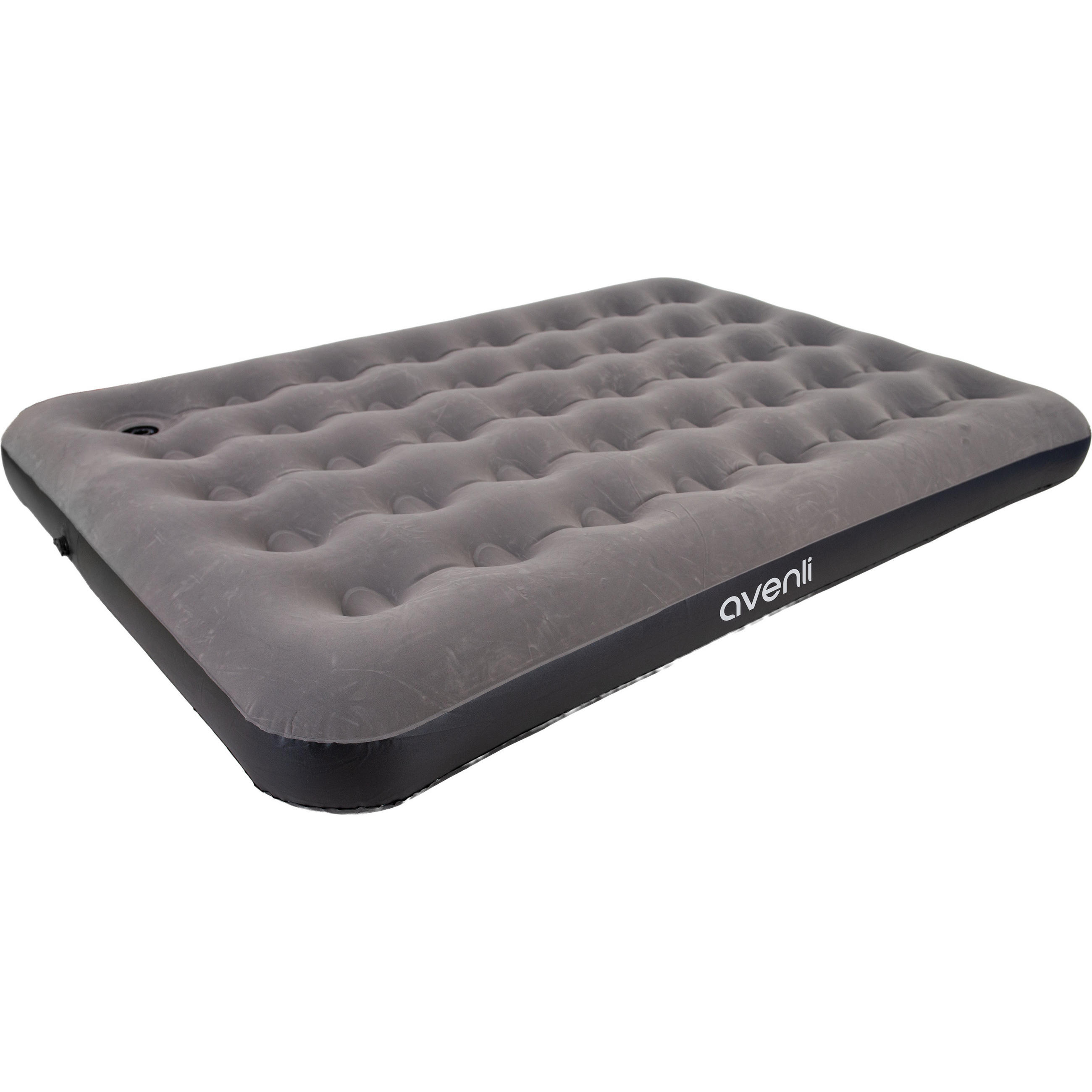 LUFTBETT Luftmatratze Camping CloudCoil grau mit Fußpumpe 191x137x22cm - Grau, Kunststoff (137/191cm) - Avenli