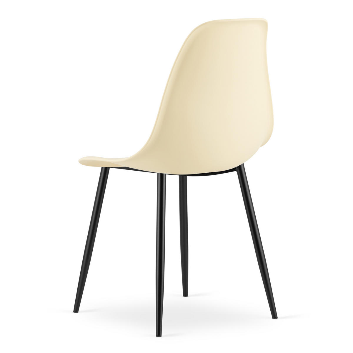 ESSZIMMERSTUHL 4-er Set KALEO cremefarbener Sitz, schwarze Beine - Creme/Schwarz, Kunststoff (46/84/51cm) - Valora