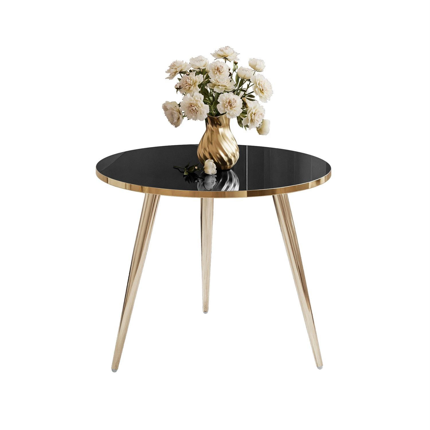 COUCHTISCH SOLEIL GOLD Schwarz Hochglanz, 50cm - Schwarz, Holzwerkstoff (50/50/47cm) - Lookway