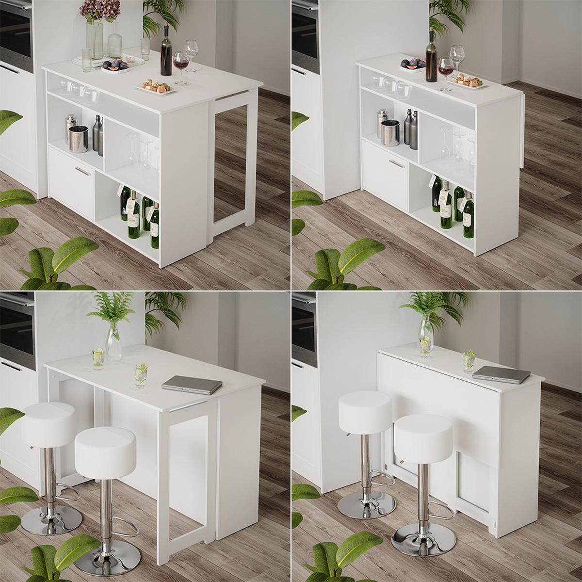 BARTISCH Dominic Weiß 116 x 37 cm 4x offene Fächer und 1x Tür - Weiß, Holzwerkstoff (116/90.5/37cm) - Vicco