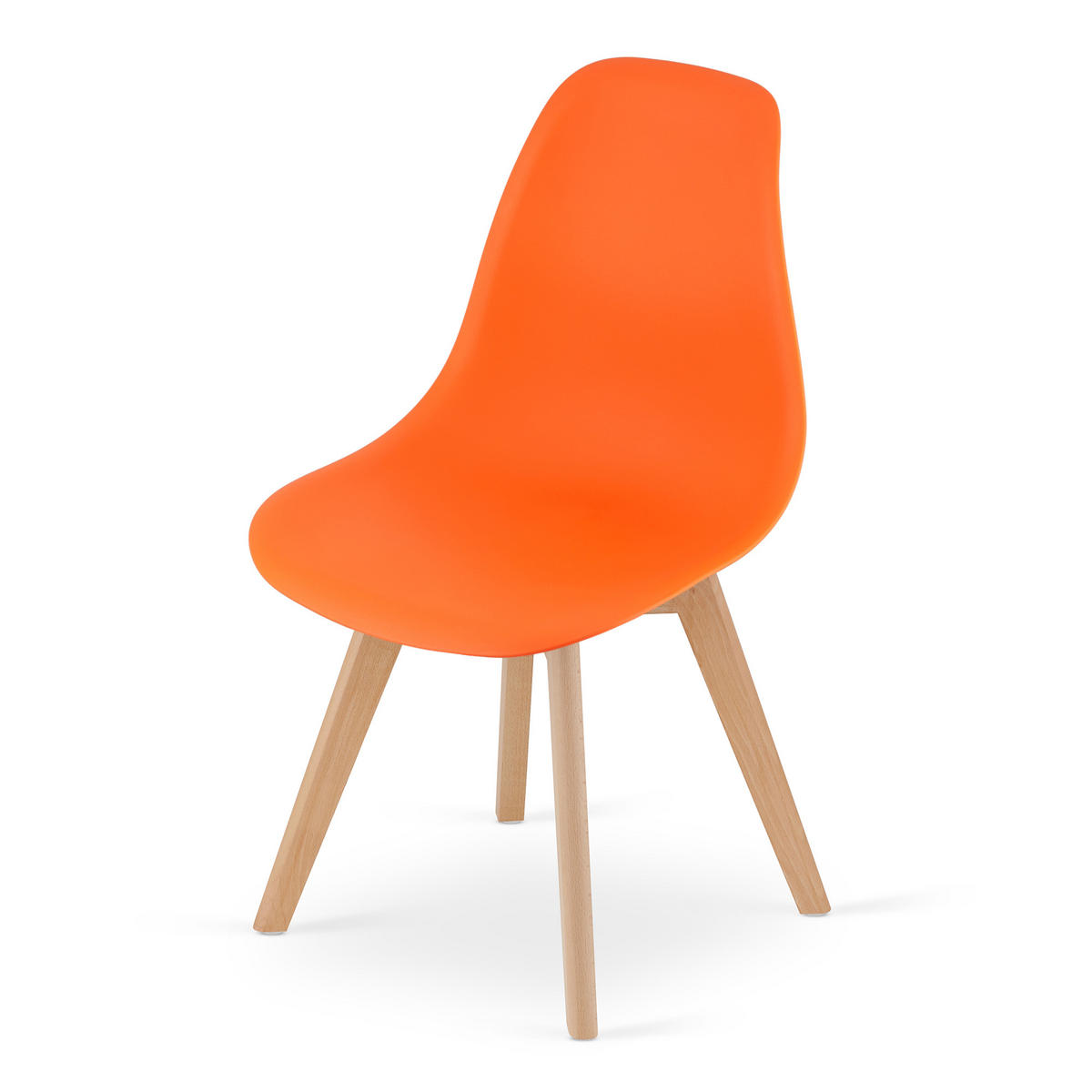 ESSZIMMERSTUHL 2-er Set KITO orangefarbener Sitz, natürliche Beine - Orange/Naturfarben, Kunststoff (46/80/54.5cm) - Valora