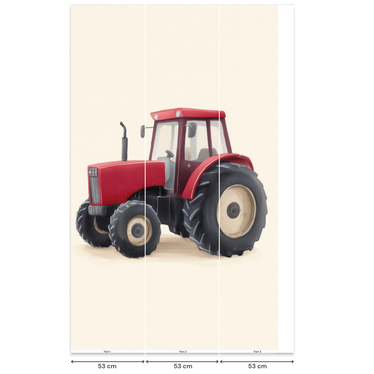KINDERTAPETE - Traktor - Minimalistisch - Illustration - Rot - 140x240 cm - Rot, Papier (140/240cm) - OnlyWow