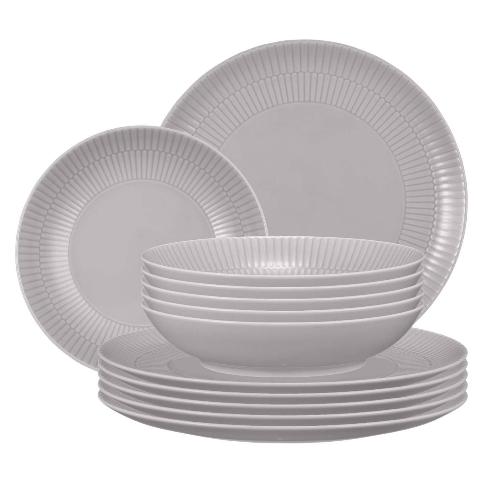 TAFELSERVICE Amina Silbergrau 12er Set - Grau, Keramik (1/1/1cm) - Seltmann Weiden