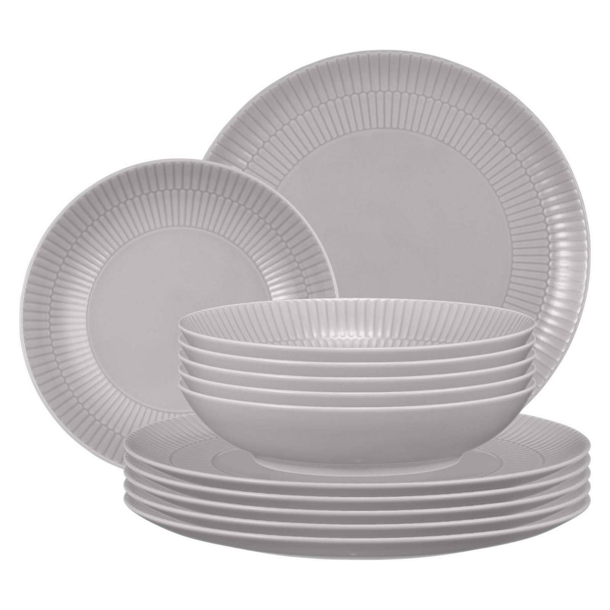 TAFELSERVICE Amina Silbergrau 12er Set - Grau, Keramik (1/1/1cm) - Seltmann Weiden
