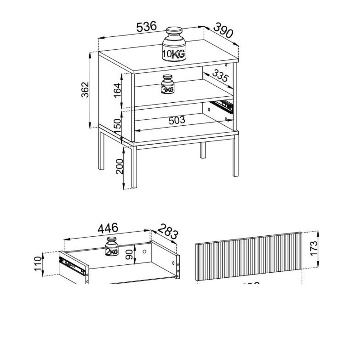 NACHTISCH mit LED Kaschmir, LINO - Kaschmir, Holzwerkstoff (54/56/39cm) - Compleo24