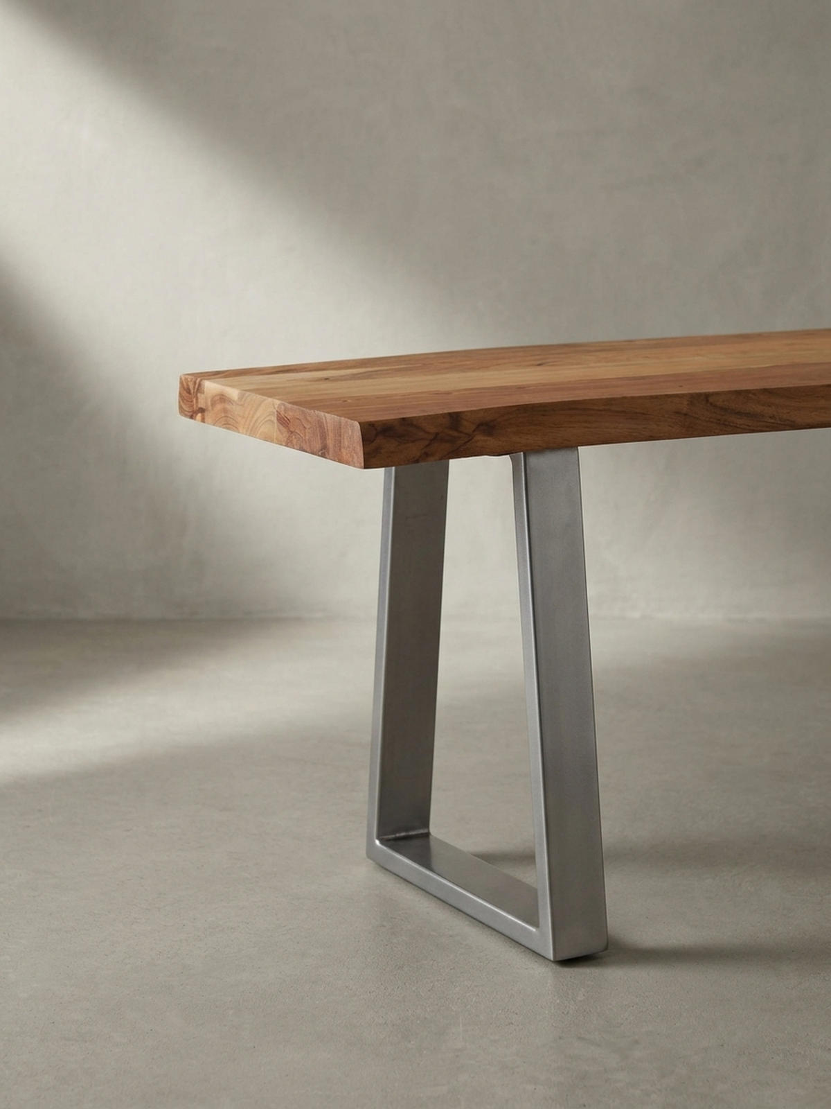 ESSZIMMERBANK Massivholz Metall Baumkante Chromgestell, Akazie 140x40x46 cm - Silberfarben/Braun, Holz/Metall (140/46/40cm) - KADIMA DESIGN