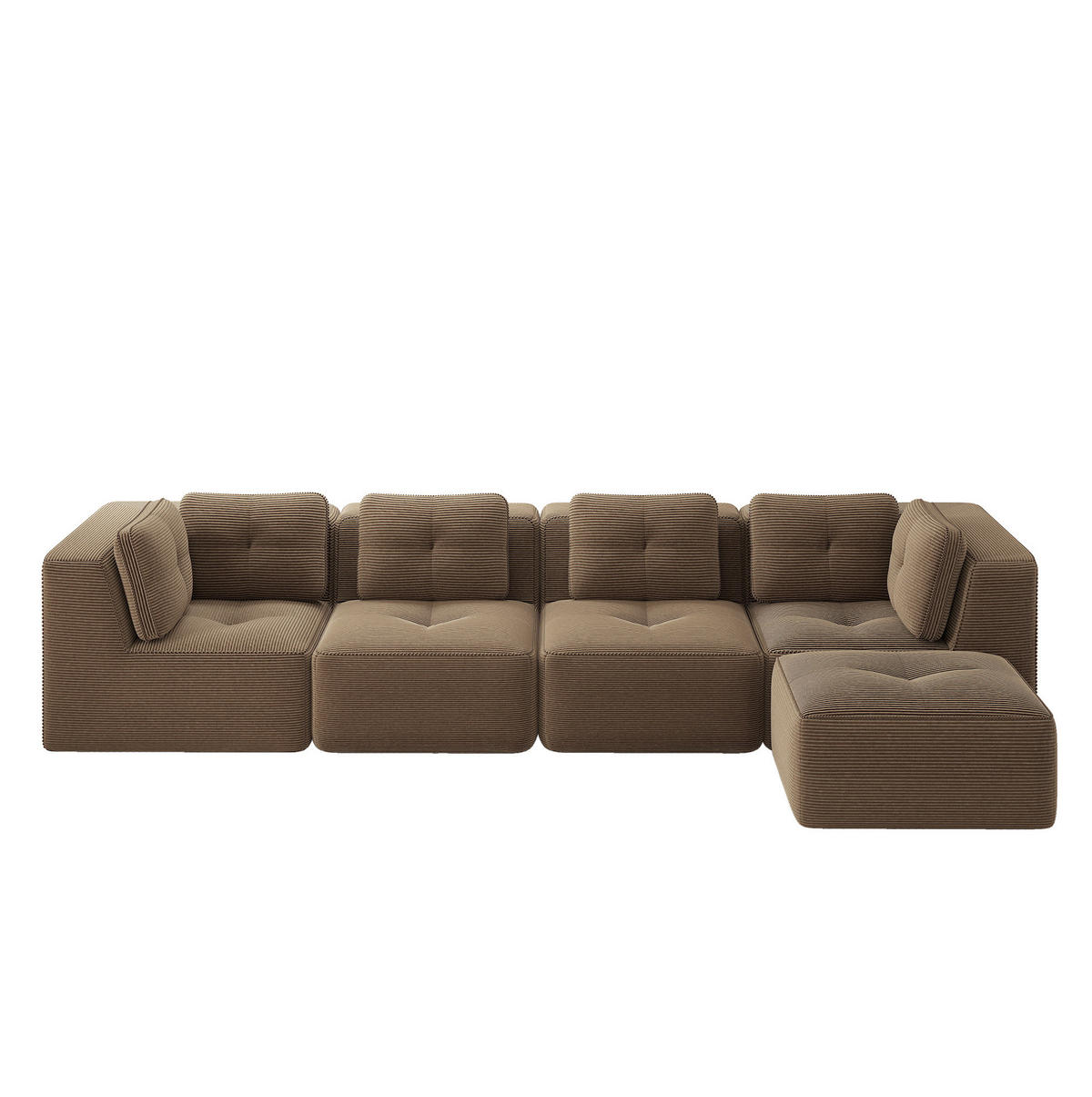 ECKSOFA 386/177/69 cm braun aus Cord mit modularem Design und rutschfestem Standfuß - Braun, Textil (177/386cm) - OKWISH