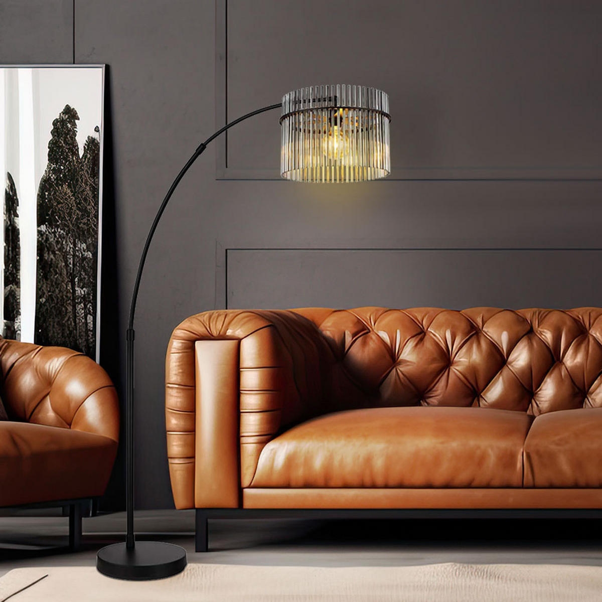LED STEHLEUCHTE Glas Grau Rauchoptik - Grau, Glas (120/38/185cm) - Globo Lighting