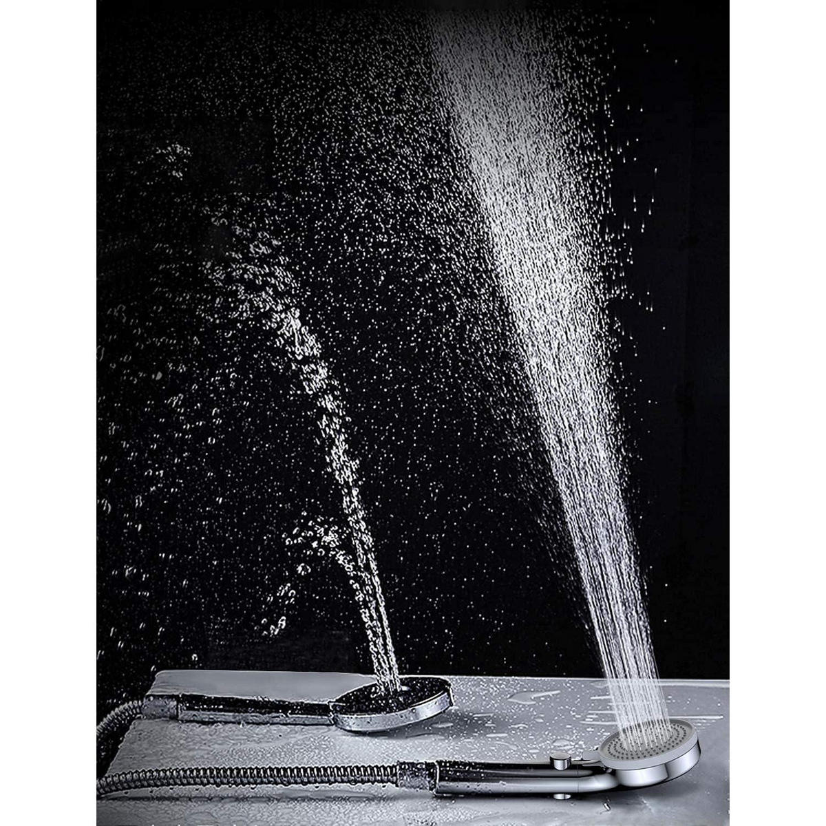 HANDBRAUSE mit Stoppfunktion Chrom 3 Strahlarten - Silberfarben, Metall (4/24.5/9cm)