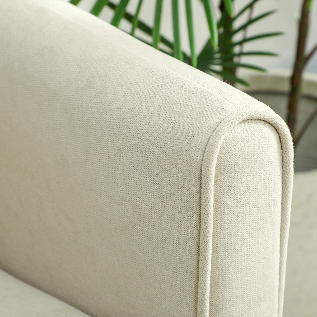 2-SITZER-SOFA DE-06500 Schaumstoff-Polsterung, Stoffbezug, Metallrahmen Cremeweiß - Creme, Textil/Metall (124/92/73cm) - ComfortXL