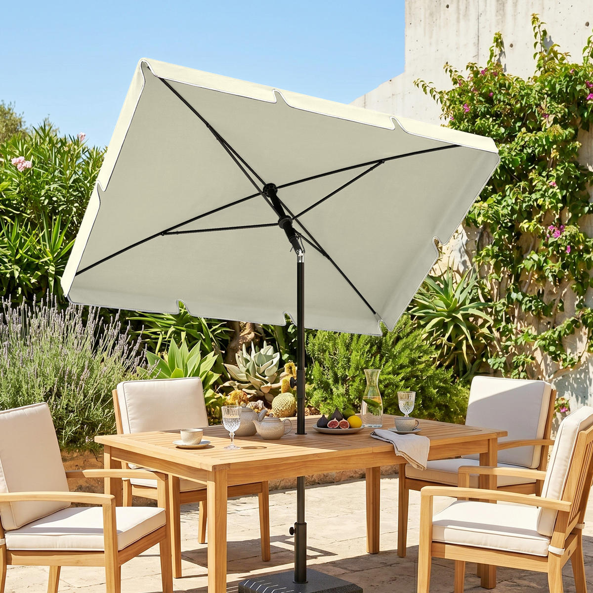 SONNENSCHIRM, Aluminium, Metall, Cremeweiß - Creme, Metall (130/198cm) - Outsunny
