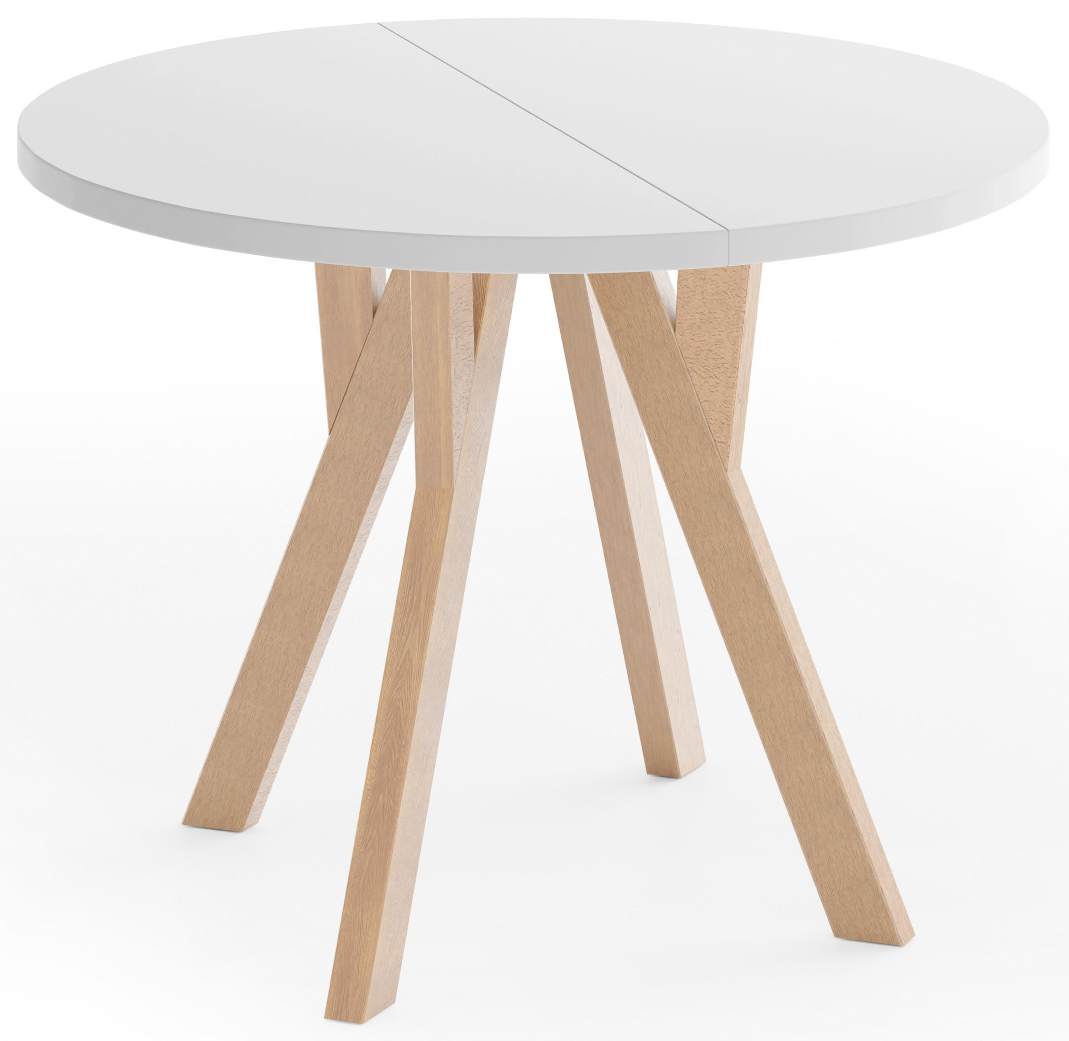 WFL GROUP ESSTISCH Avero runder ausziehbarer, Weiß 100-200/100/77 cm
