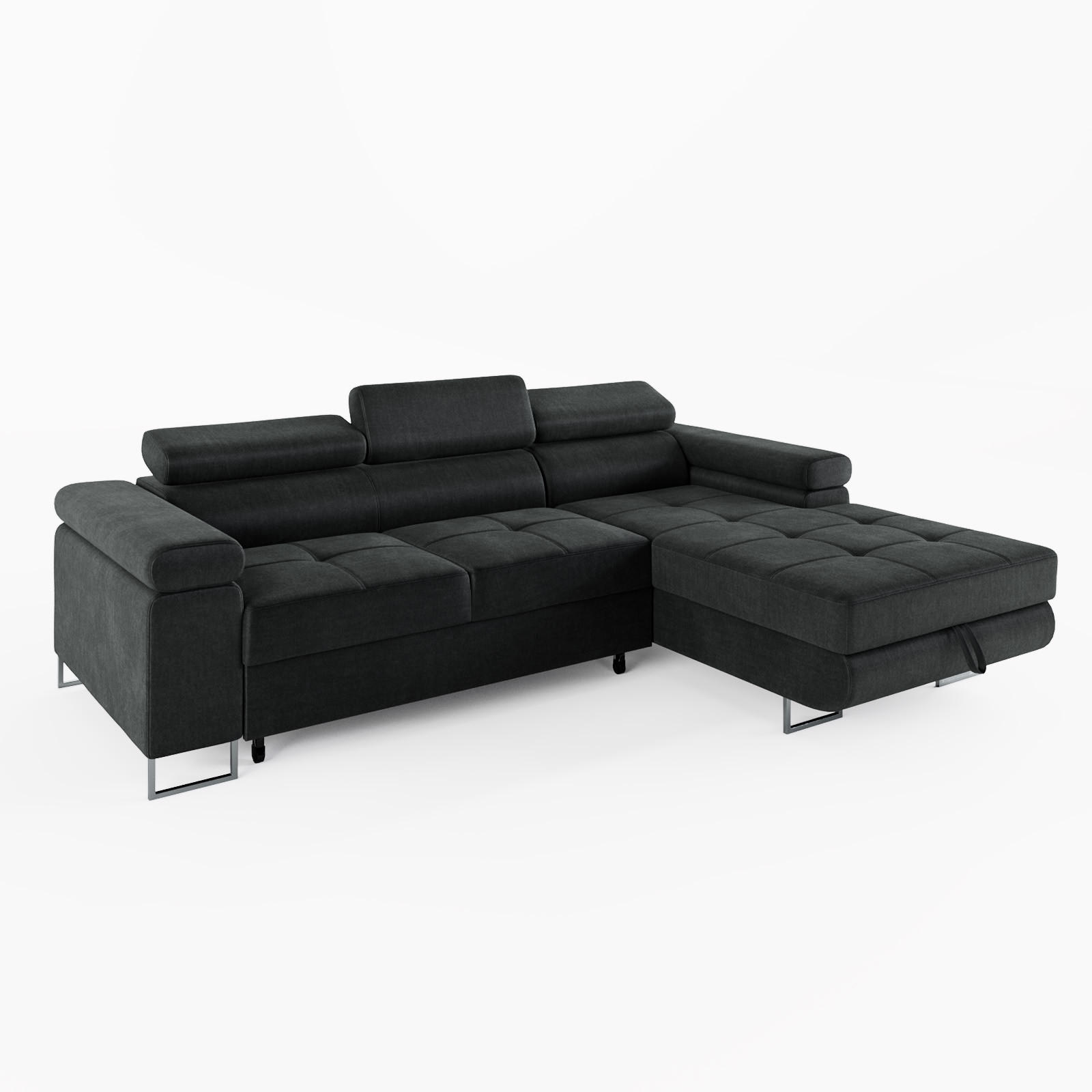 ECKSOFA VEMO MINI Rechts Dunkelgrau Velour-Stoff Kompakter Komfort für Wohnräume - Dunkelgrau, Textil (235/175cm) - Barchello