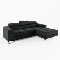 ECKSOFA VEMO MINI Rechts Dunkelgrau Velour-Stoff Kompakter Komfort für Wohnräume - Dunkelgrau, Textil (235/175cm) - Barchello