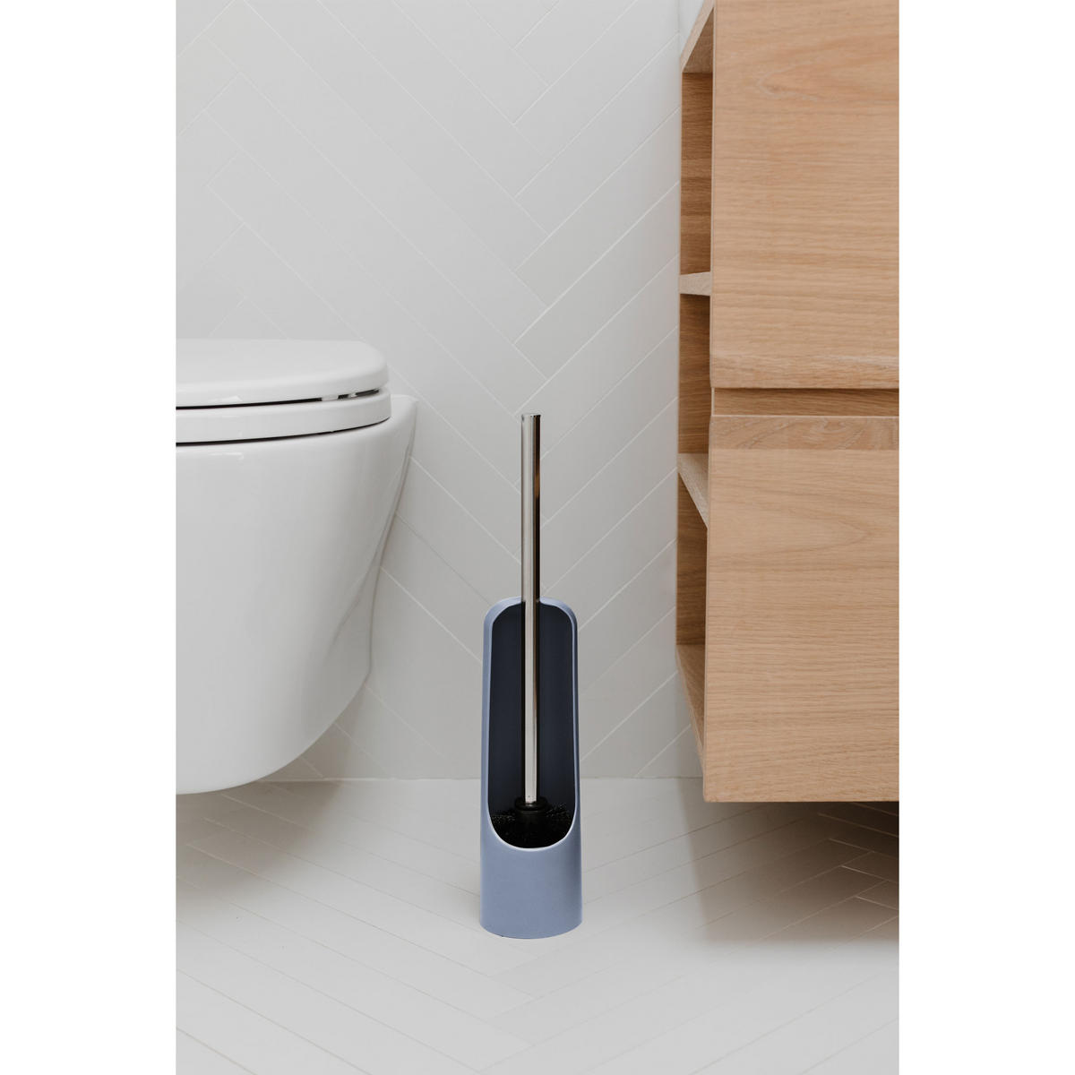 TOILETTENBÜRSTEHALTER Touch, Schieferblau - Blau, Kunststoff (9/44/9cm) - Umbra