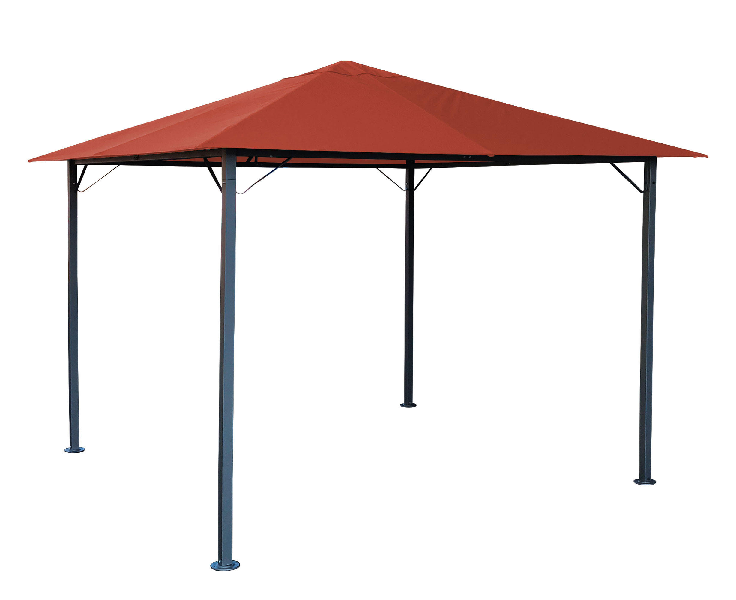 PAVILLON Nizza 3x3m Terra / Rotorange RAL 2001 - Terra cotta, Metall (300/263/300cm) - QUICK STAR