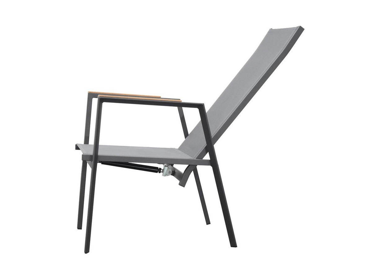 GARTENSTUHL Brisbane 2er-Set Anthrazit Aluminium stapelbar Hochlehner verstellbare Lehne - Grau, Kunststoff (57/111/63cm) - Green Spirit