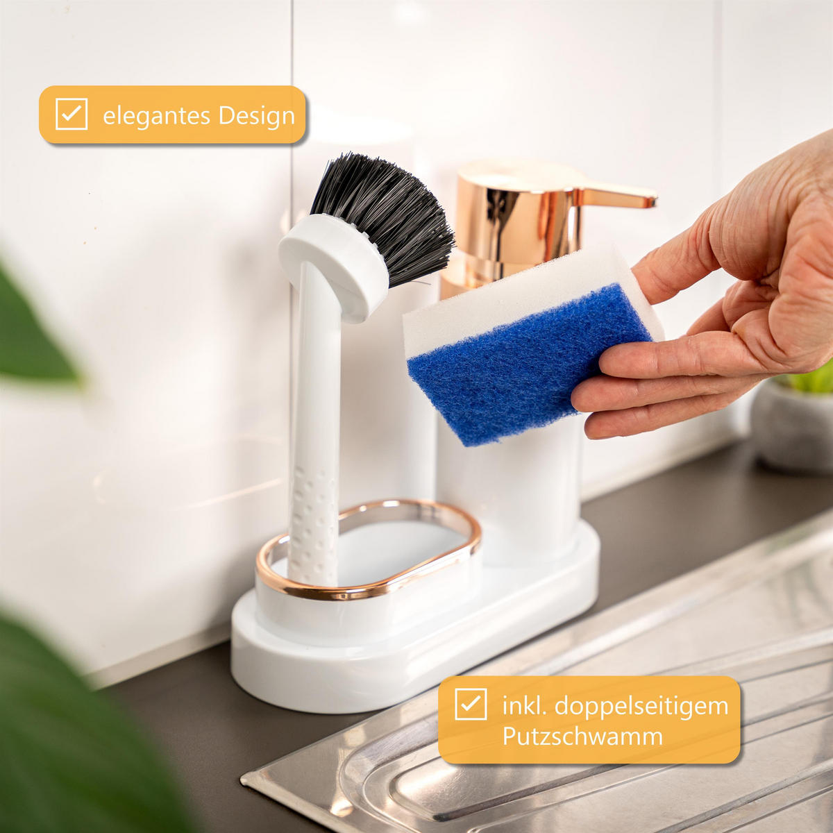 SPÜL-SET, weiß - Weiß, Kunststoff (20/8.5/20cm) - bremermann