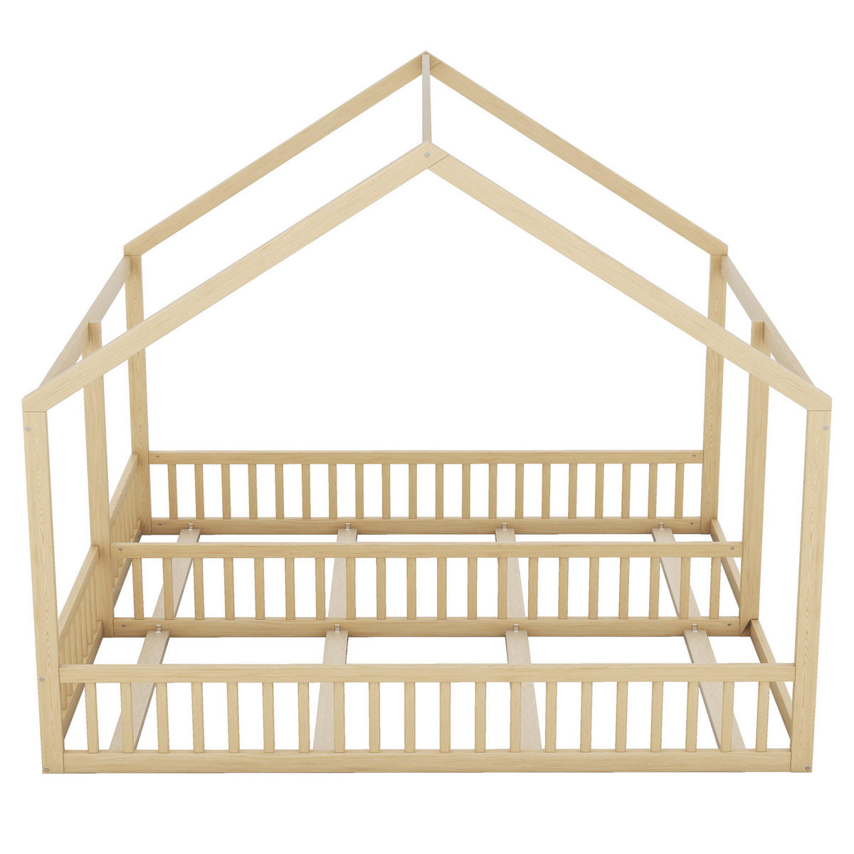 KINDERBETT 90/200 cm als 2-in-1-Hausbett mit Schutzgitter und Dach, Natur - Naturfarben, Holz (90/200cm) - Redom