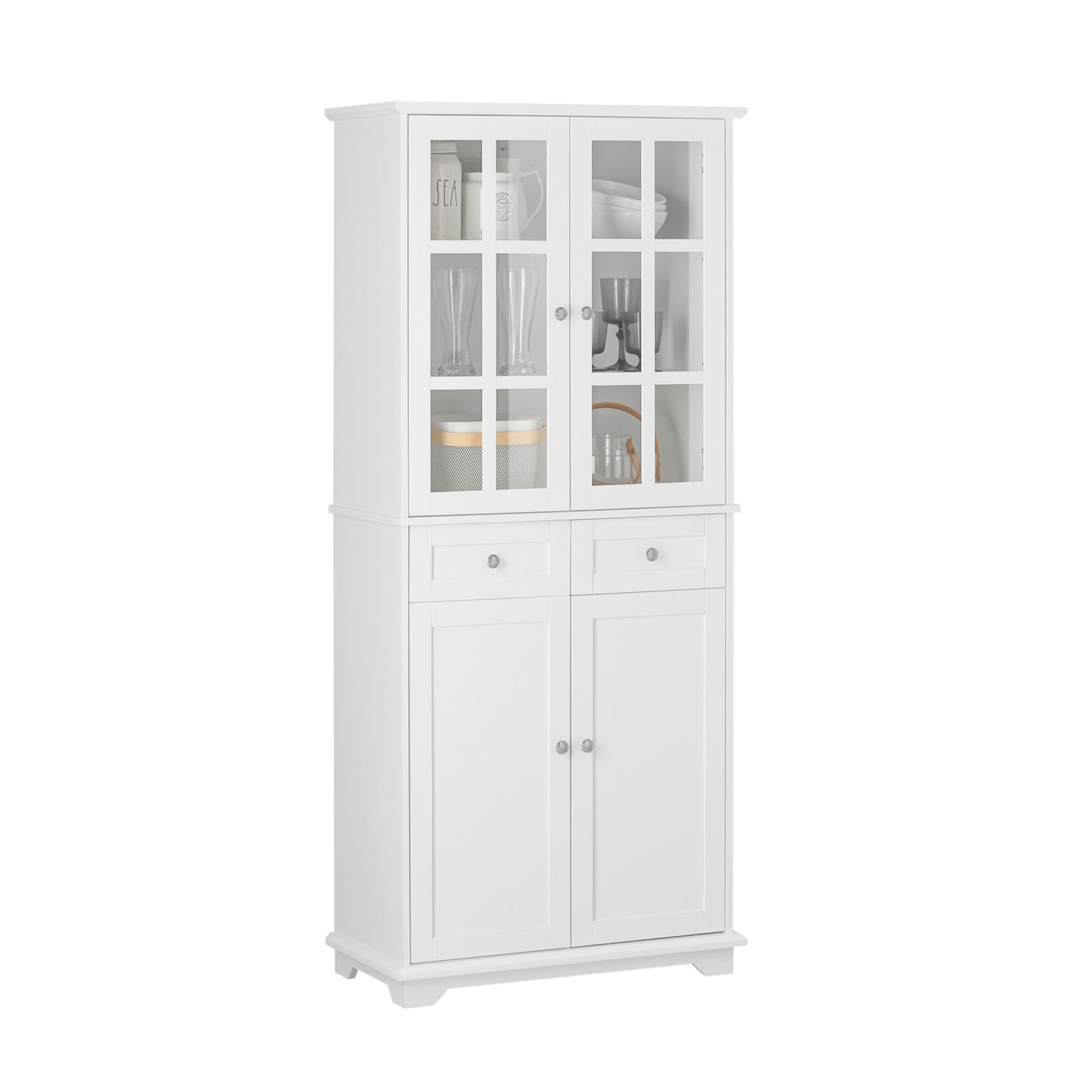 SoBuy NÍZKÁ SKŘÍŇ se dvěma zásuvkami Bílá 71x38x175cm Klasický