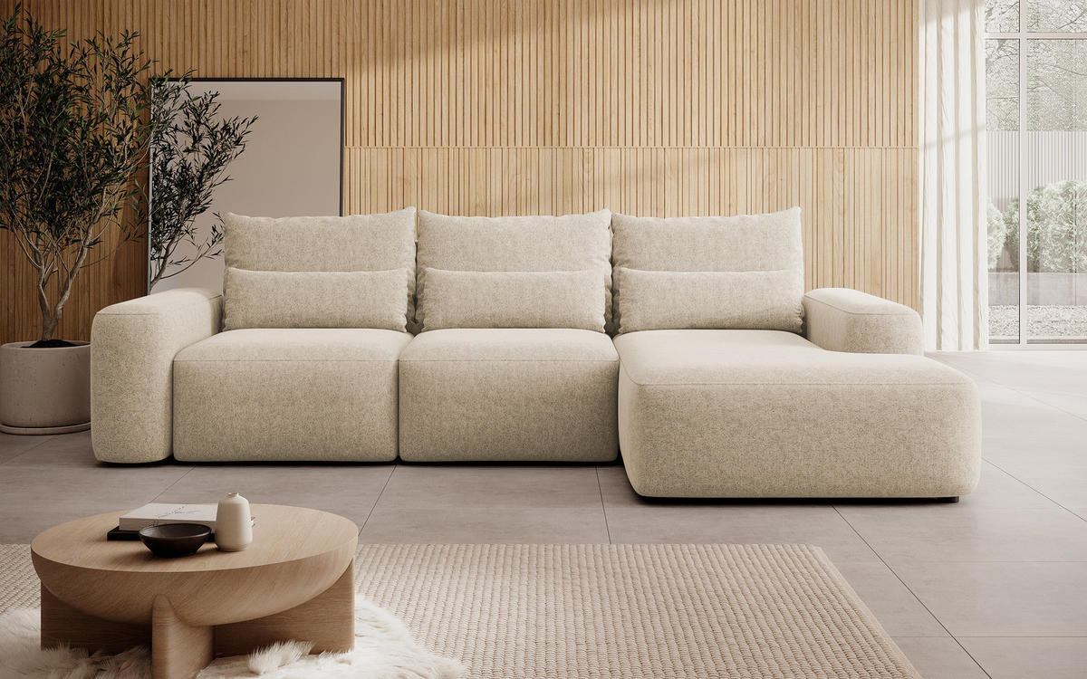 ECKSOFA Carnos Chenille-Bezug in Beige - Beige, Textil (264/162cm) - Selsey