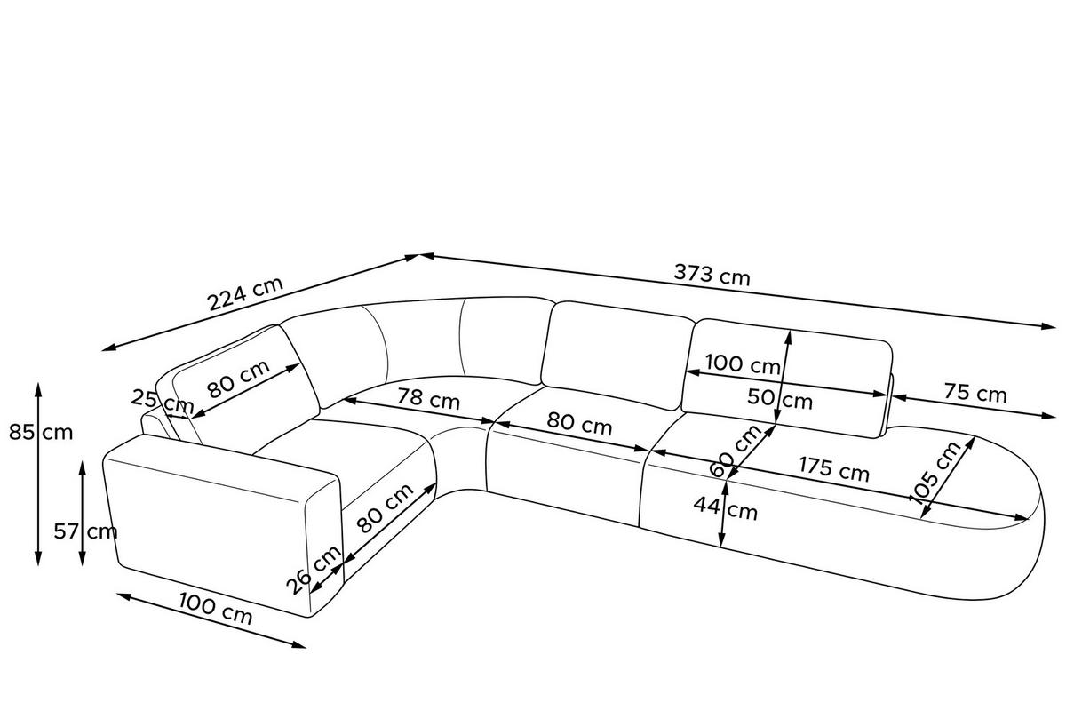 ECKSOFA RECHTS ZUCCO, Ecru - Ecru, Holz/Holzwerkstoff (224/373cm) - KONSIMO®