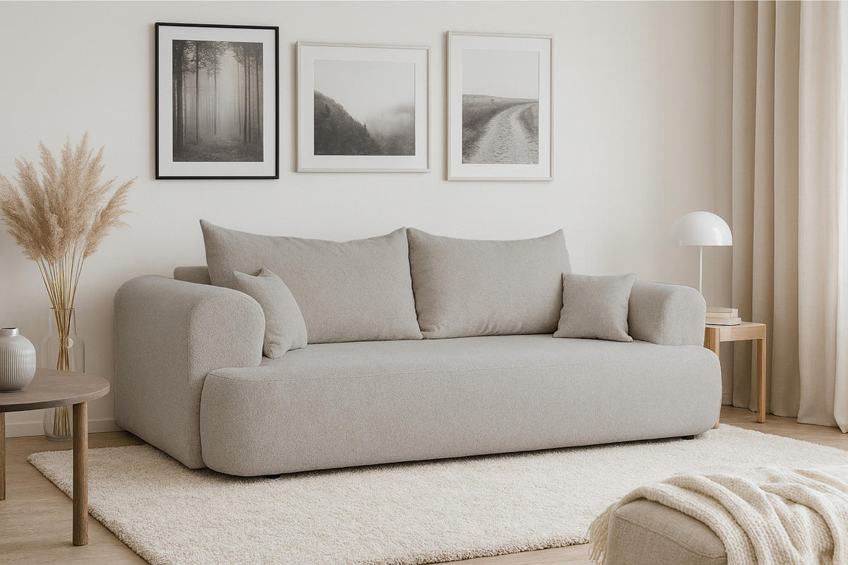 SCHLAFSOFA BRAVO 247/90 in Bouclé Grau-Beige - Graubraun, Holz/Holzwerkstoff (247/69/90cm) - Deine Möbel 24