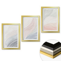 WANDBILDER 3er Set - 20x30 cm Goldrahmen - Abstrakte Wellen, Karton, Pastell - Goldfarben, Kunststoff (20/30cm) - ArtPrintCave