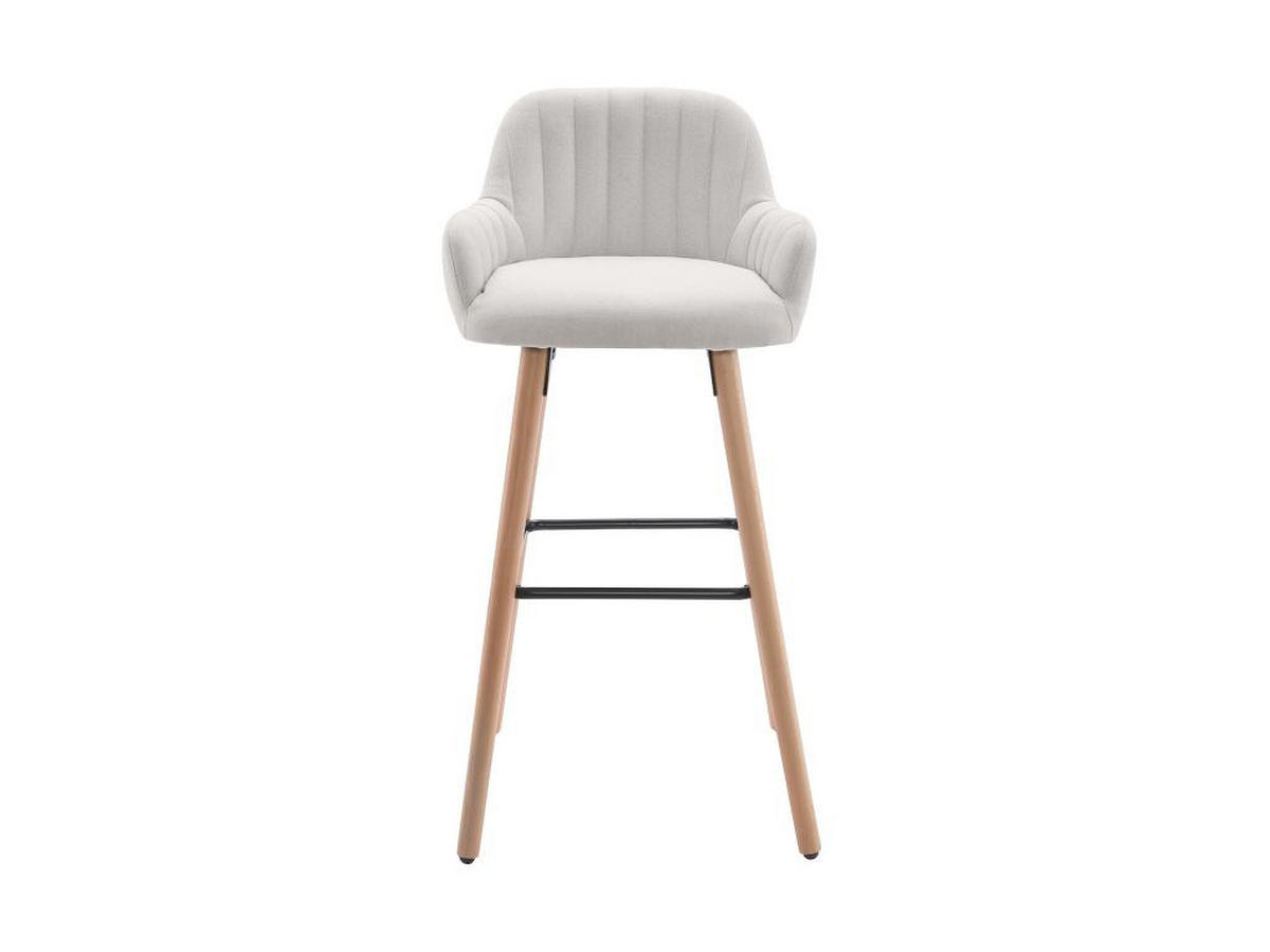 BARHOCKER 2er-Set - Stoff & Buchenholz - Cremefarben - ELEANA - Creme, Textil (52/98/47cm) - Vente-Unique