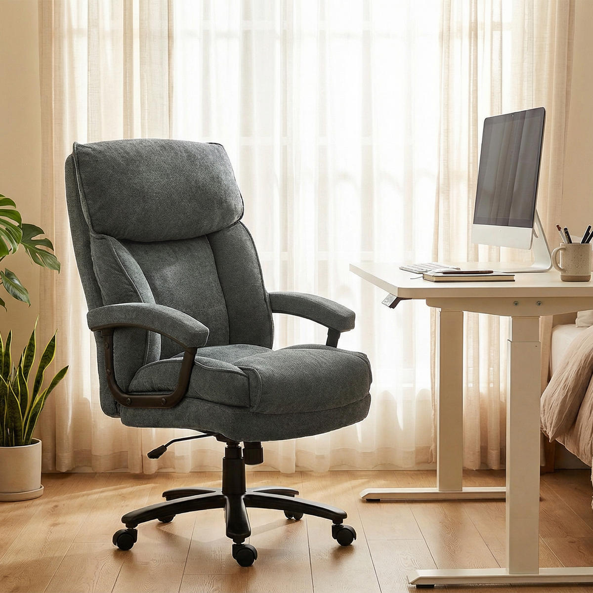 CHEFSESSEL DE-05148 Hohes Design, 200 kg Tragfähigkeit & Wippfunktion Grau - Grau, Metall (79/125/68.5cm) - ComfortXL