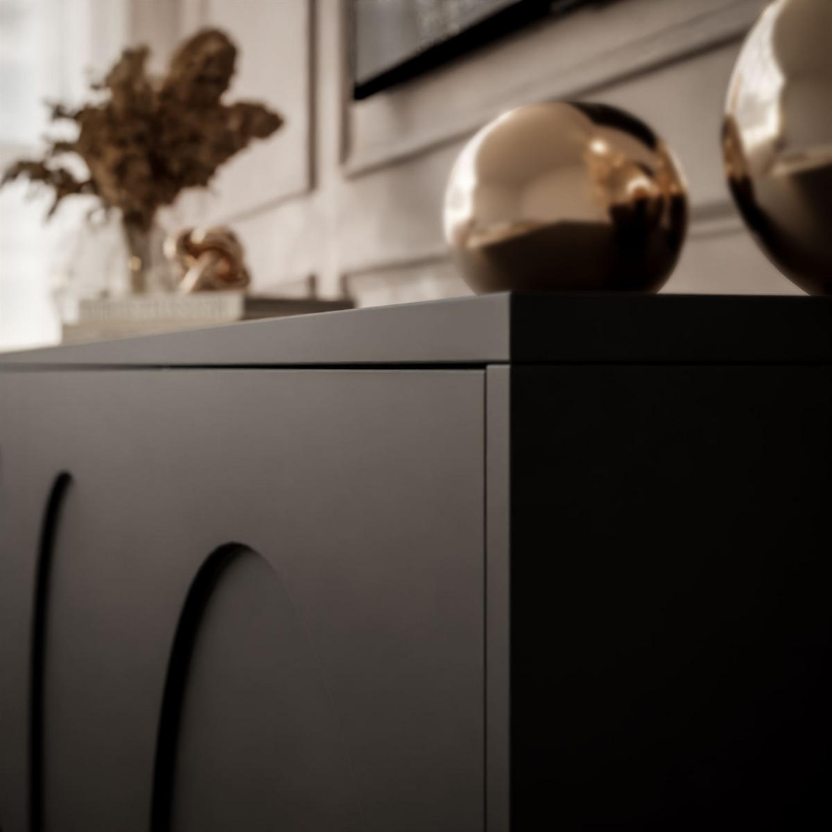 TV-ELEMENT ARIADNA schwarz viertürig - Schwarz, Holzwerkstoff (204/51/35cm)