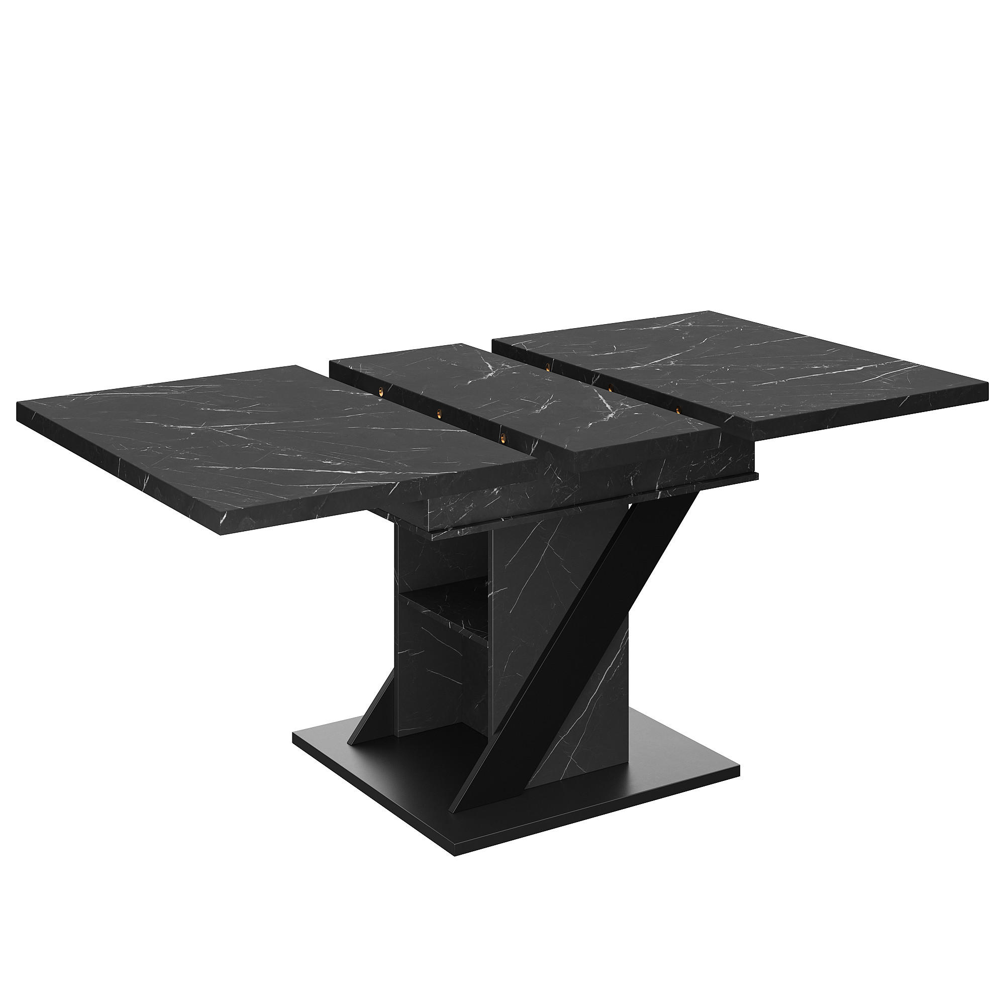 ESSTISCH ausziehbar 110-140/80/75 cm DE-39597 Schwarz Marmoroptik - Schwarz, Holzwerkstoff (80/110/75cm) - ComfortXL