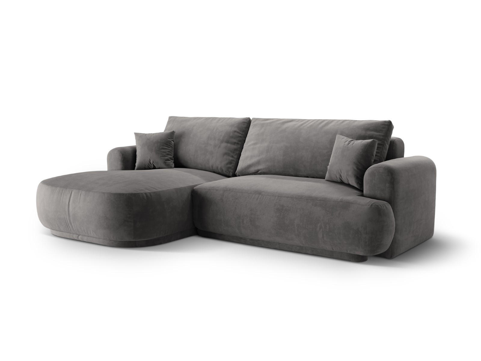 SCHLAFSOFA modular mit Bettkasten links Ella aus Samt grau 5 Sitzplätze - Grau, Textil (174/271cm) - Micadoni
