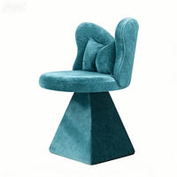 DREHBARER Polsterstuhl Stoff mit Schmetterlings-Rückenlehne 360° drehbar 52/52/78 cm Blau - Blau, Textil (52/78/52cm) - Redom