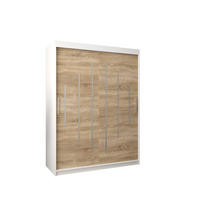 SCHWEBETÜRENSCHRANK 200/150/62 2-türig - Silberfarben/Weiß, Holz/Kunststoff (150/200/62cm) - Abiks Möbel
