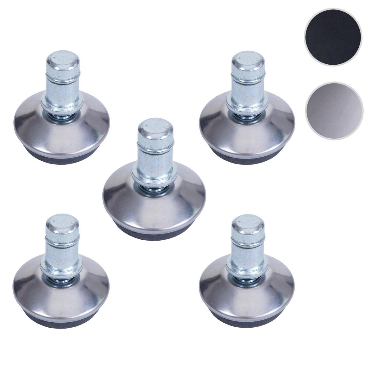 BODENGLEITER Silber 5er-Set - Silberfarben, Kunststoff (3/4/3cm) - MCW