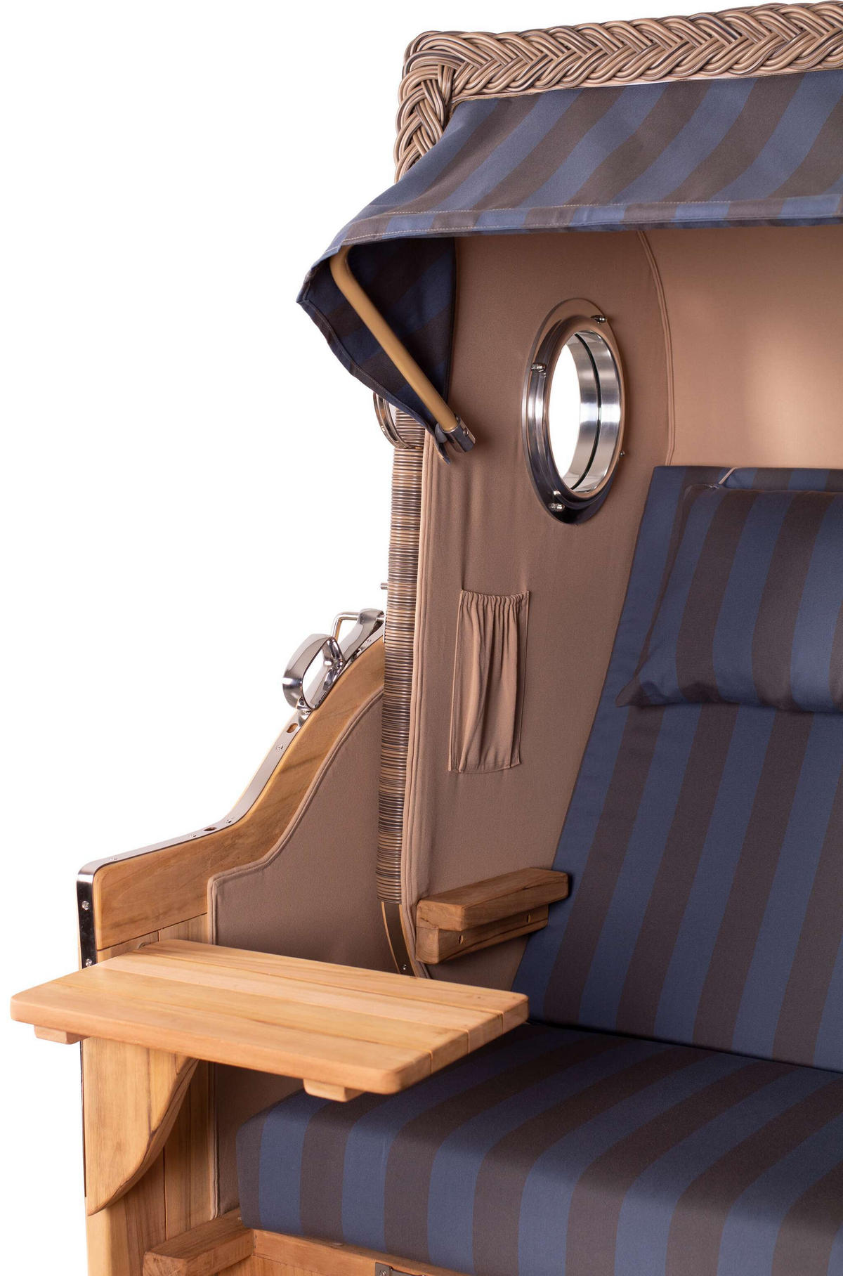 STRANDKORB Baltikum Teak 2,5 Sitzer - Braun/Grau, Holz/Metall (142/170/95cm) - Mr. Deko