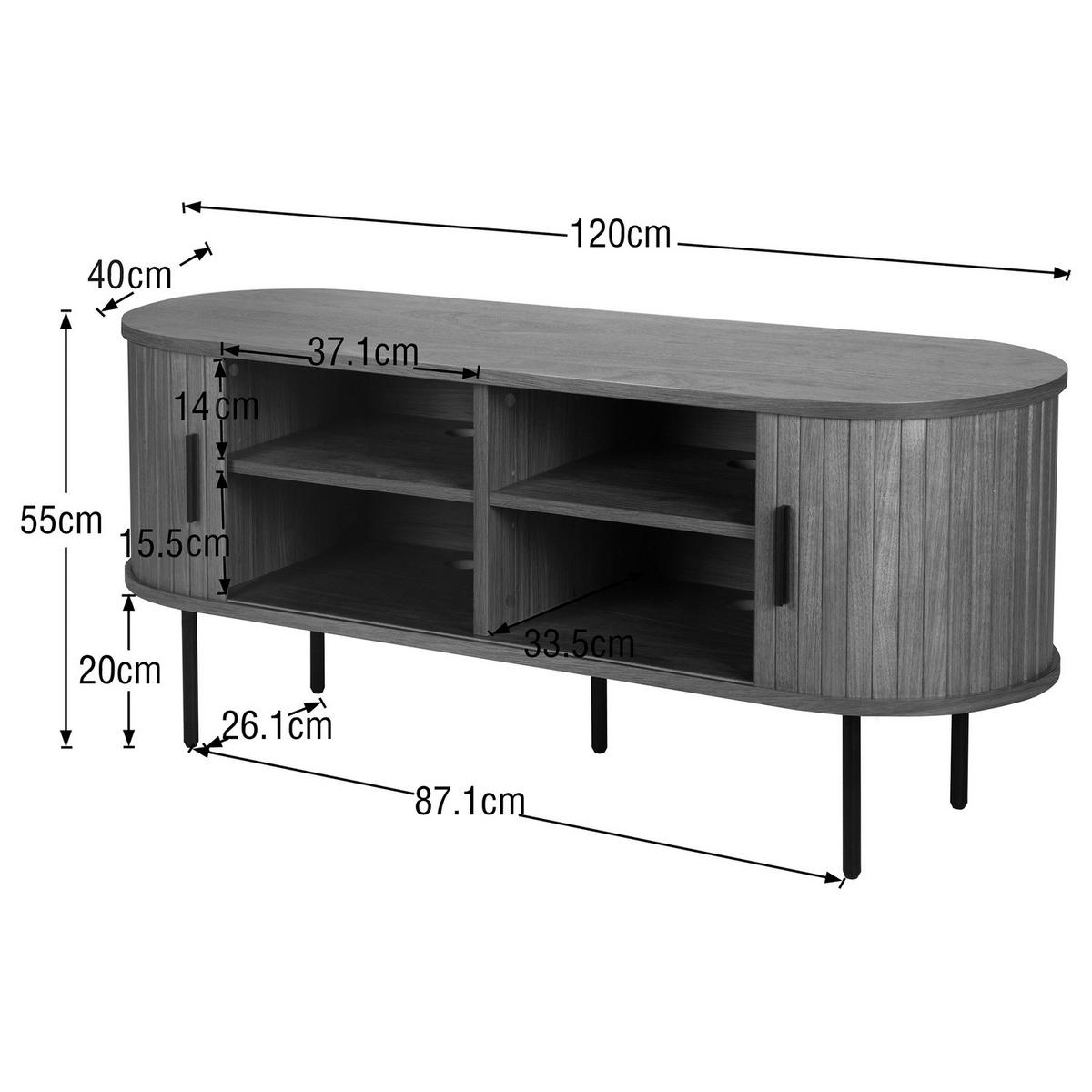 TV-LOWBOARD - MDF / Metall - Eiche - Walnussfarben/Schwarz, Holzwerkstoff/Metall (120/55/40cm) - home24