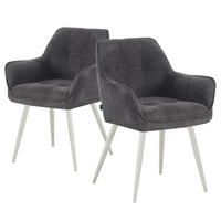 ESSZIMMERSTUHL THOMAS-JILL 2er-Set 4-Fuss-Gestell - Schwarz/Weiß, Textil (61/82/62cm) - DUBI Möbel