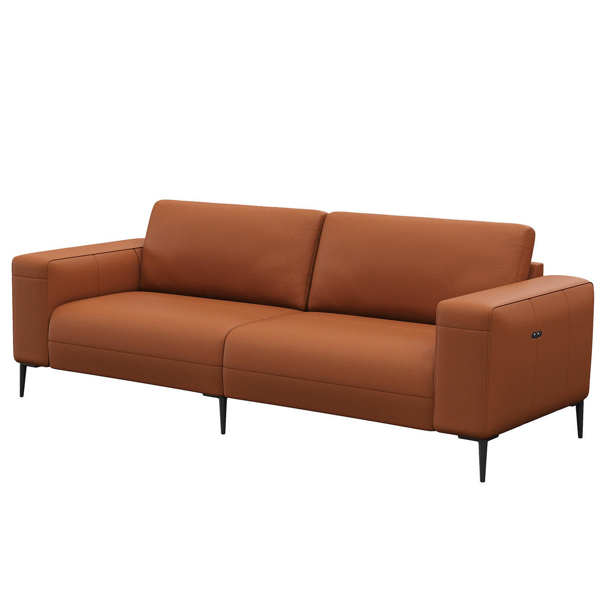 3-SITZER SOFA - Kastanienfarben/Schwarz, Leder/Metall (225/77/88cm) - home24