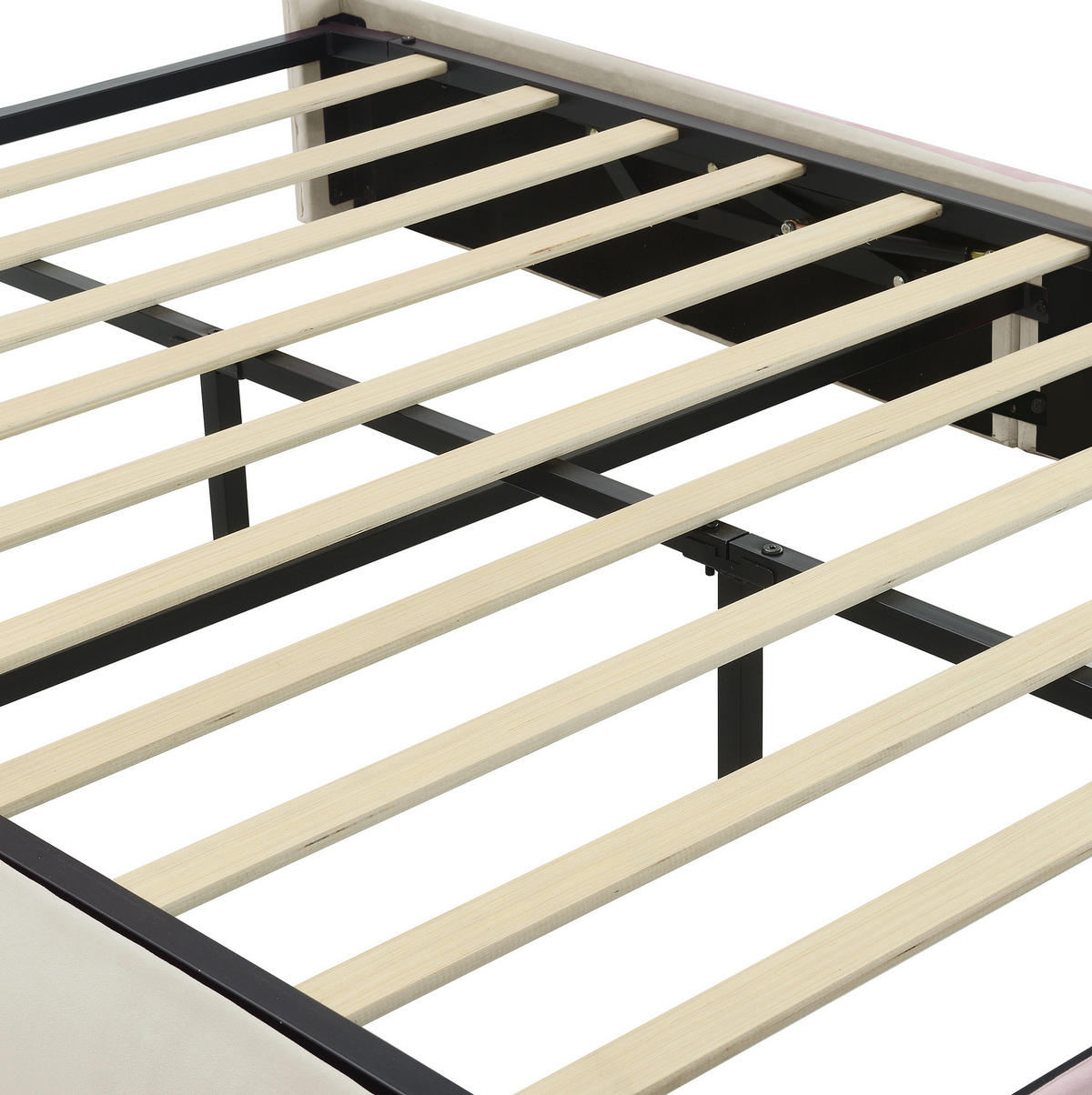 POLSTERBETT mit Stauraum 140x200 cm Samt Beige inkl. 2 Hocker - Beige, Metall (140/200cm) - Meubliv