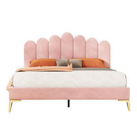 POLSTERBETT 140/200 cm mit verstellbarem Kopfteil, Lattenrost und Metallfüßen, Rosa - Rosa, Textil (140/200cm) - Redom