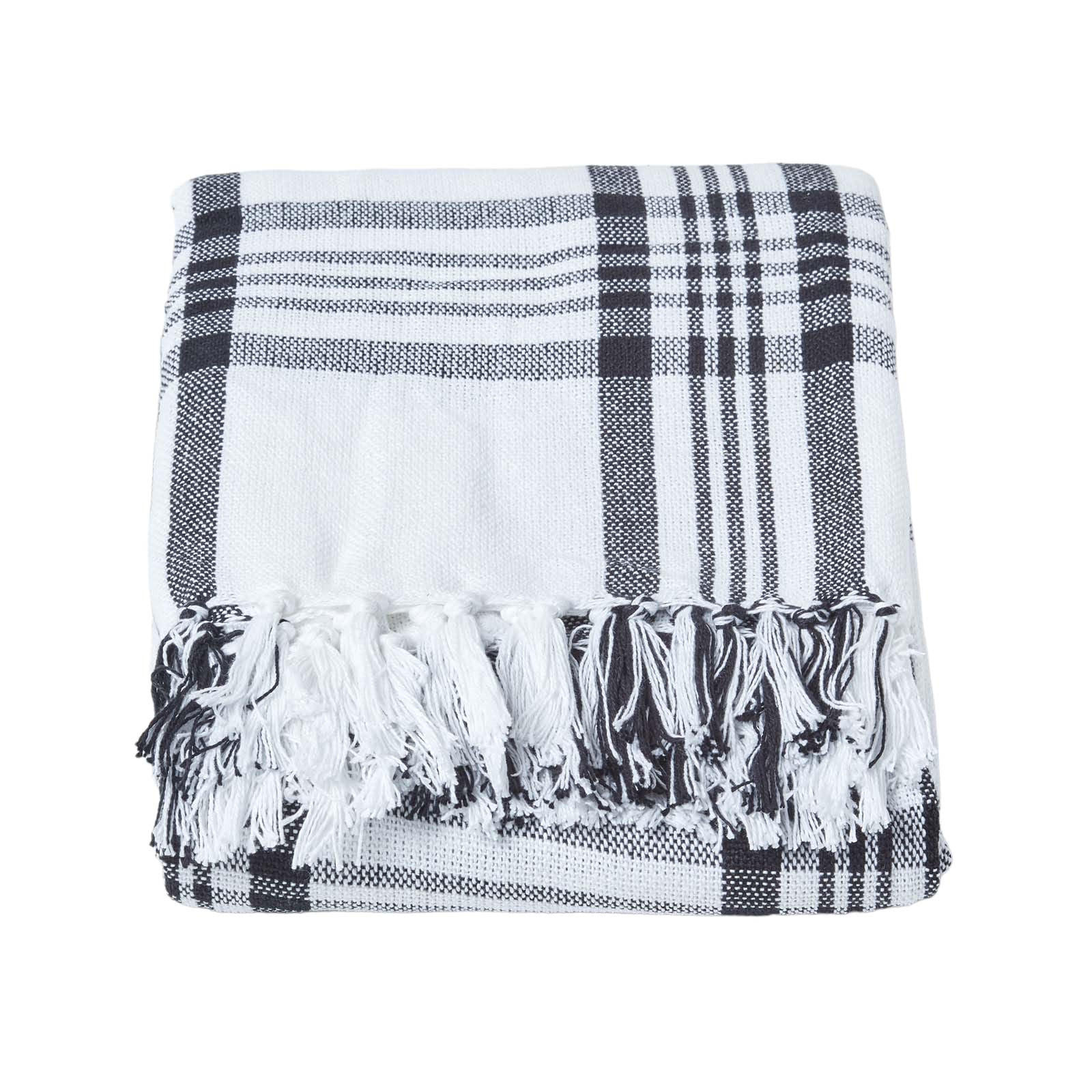 ÜBERWURF 225/255 cm, Schottenkaro, 100% Baumwolle - Weiß, Textil (225/255cm) - Homescapes