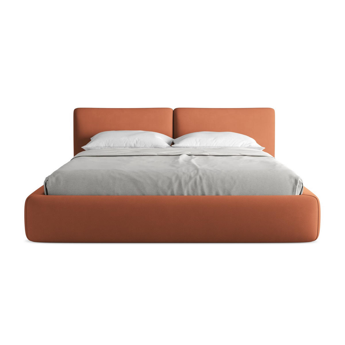 POLSTERBETT mit Bettkasten und Lattenrost 200x228 Orange - Terracotta/Schwarz, Kunststoff/Textil (180/200cm) - LaMiaSofa