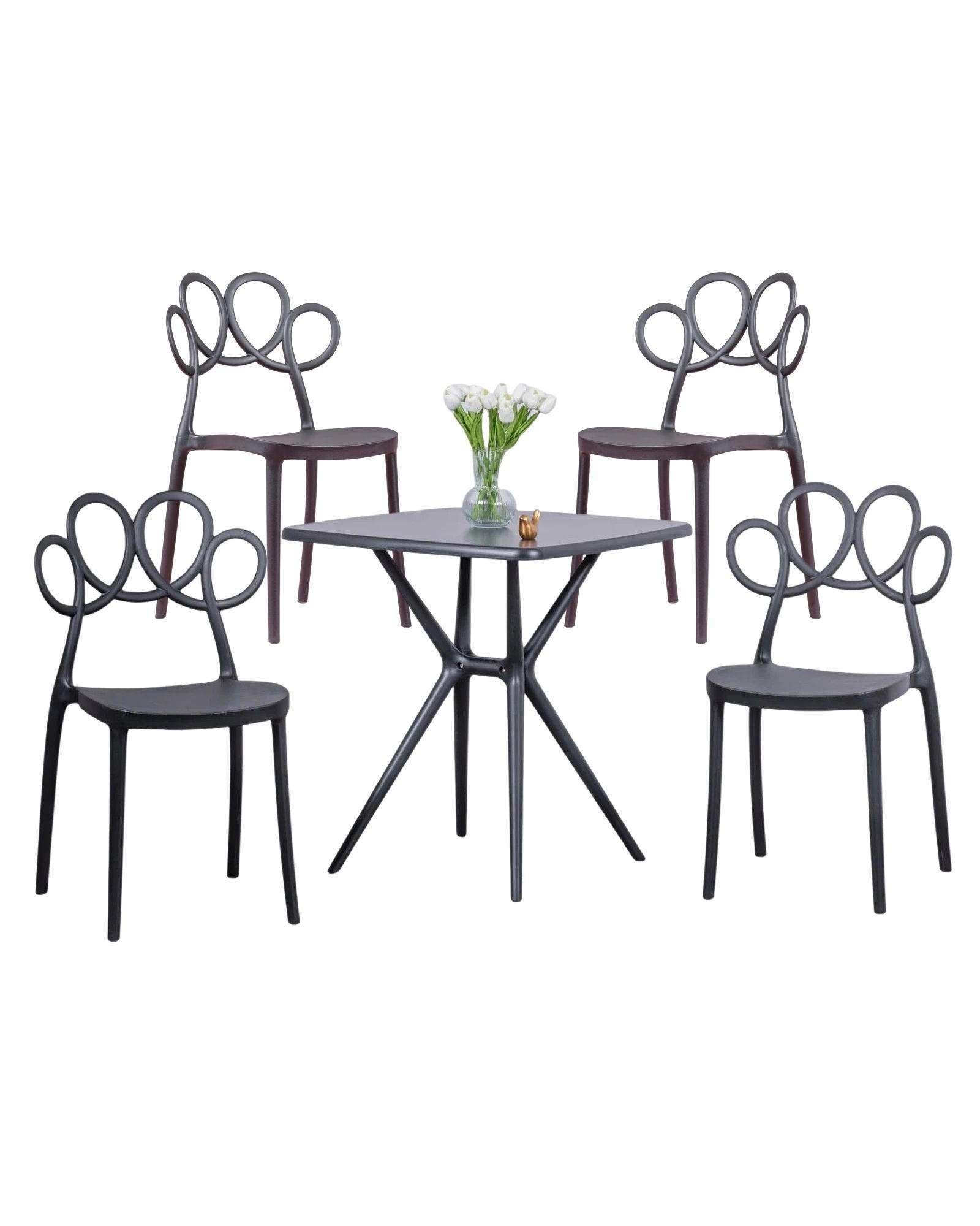 GARTENSET 5tlg.Kunststoff Schwarz - Schwarz, Kunststoff - Nest Dream