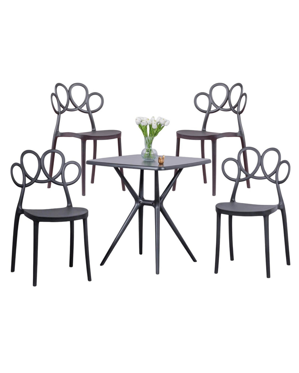 GARTENSET 5tlg.Kunststoff Schwarz - Schwarz, Kunststoff - Nest Dream