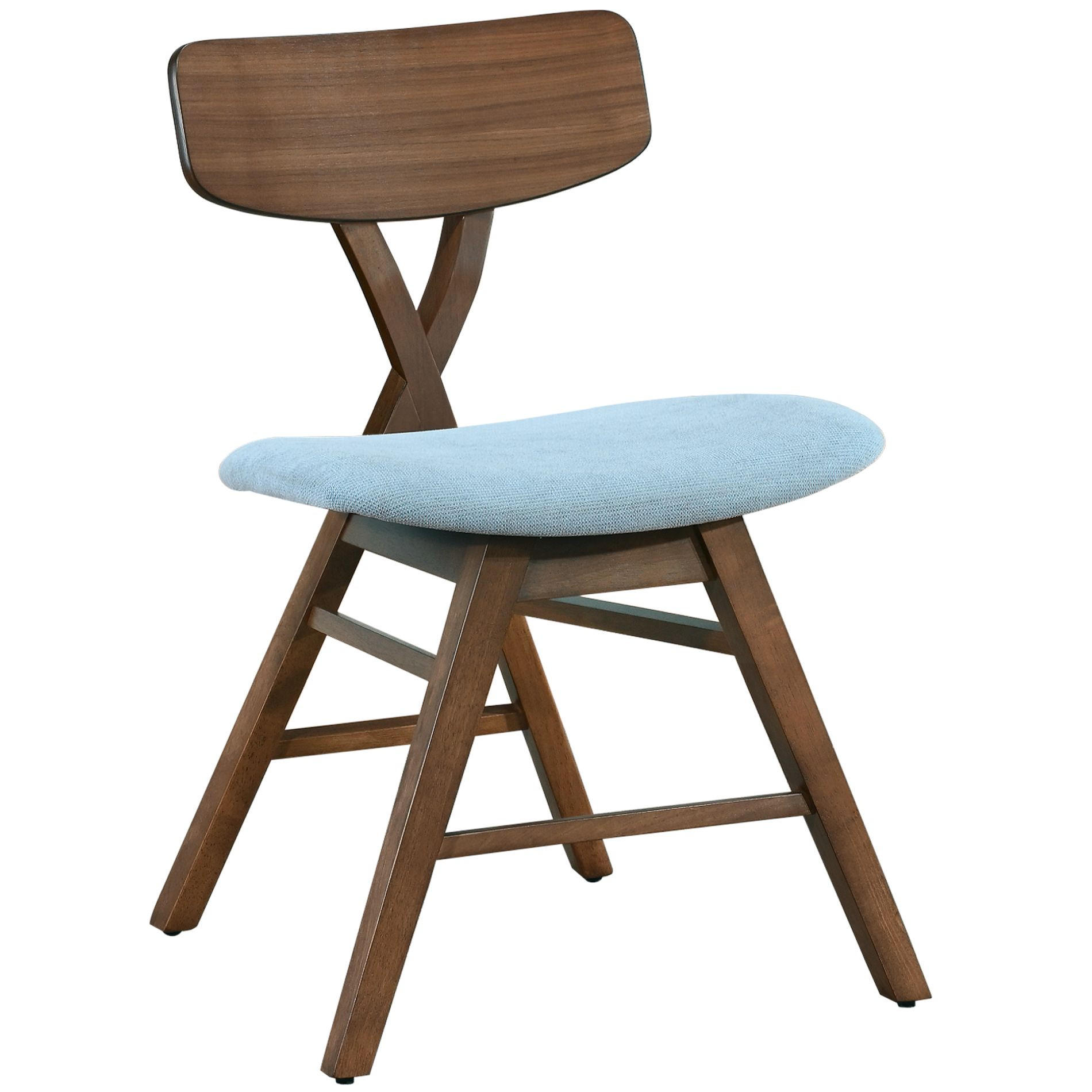 HOLZSTUHL Loomens Braun / Blau - Nussbaumfarben/Hellblau, Holz/Textil (51/77.5/58.5cm) - Selsey