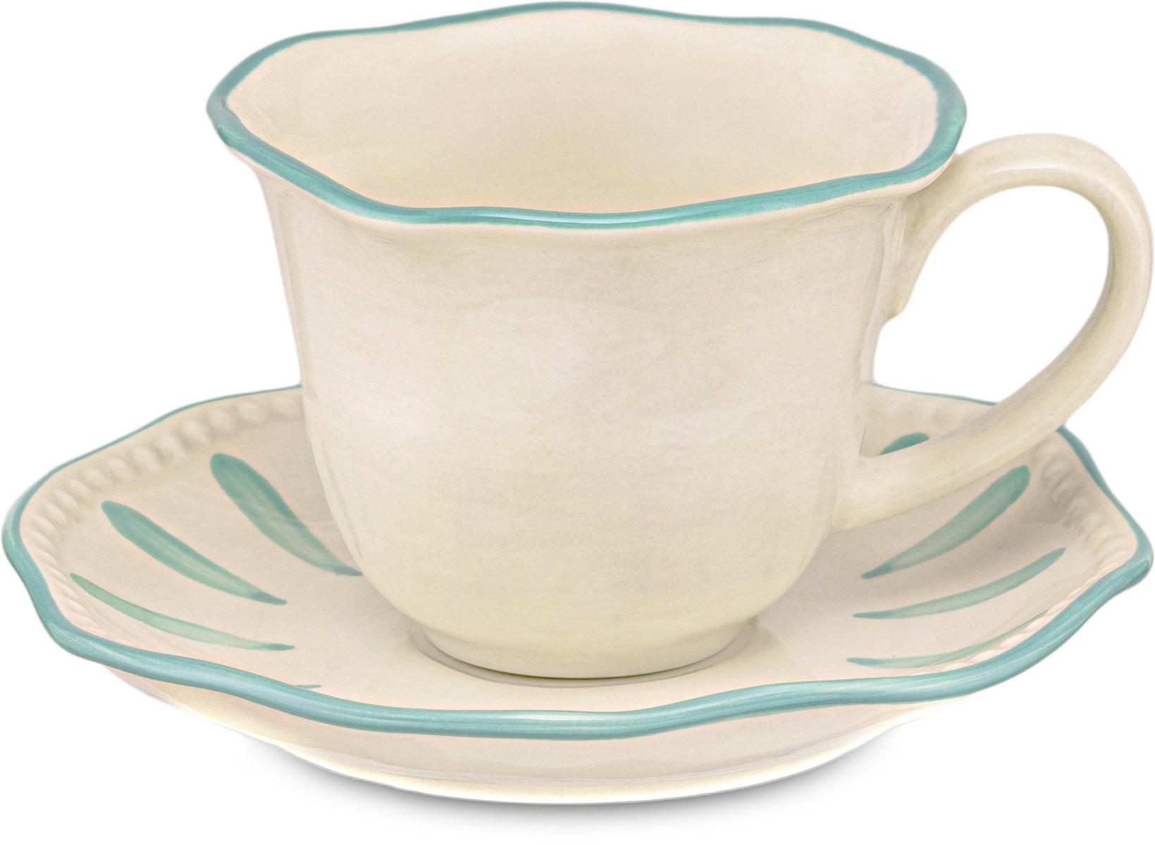 ESPRESSOTASSE mit Untertasse Domitilla Aqua Grün - Multicolor, Keramik (0.09L) - Rose & Tulipani