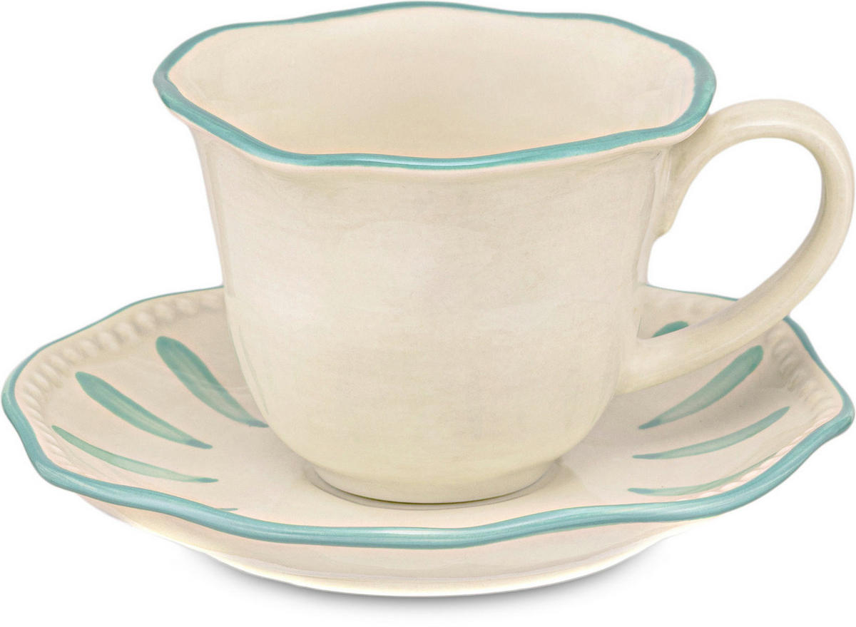 ESPRESSOTASSE mit Untertasse Domitilla Aqua Grün - Multicolor, Keramik (0.09L) - Rose & Tulipani